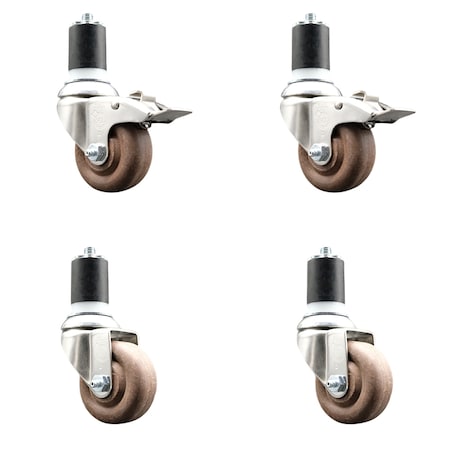 Service Caster 3.5 Inch 316SS High Temp Glass Filled Nylon 1-3/4 Inch Stem Caster Brake, 2PK SS316TTLEX20S3514-GFNSHT-2-S-2-134